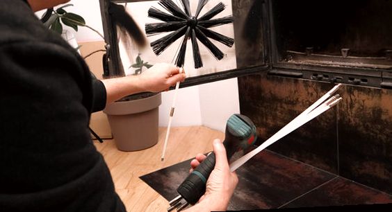 Rotary brush staged beside a Glendora fireplace
